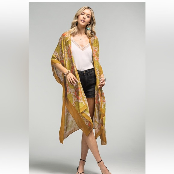 Boutique NWT Gypsy Boho Floral Hippie Duster Kimono S - 3X OS - Picture 5 of 6